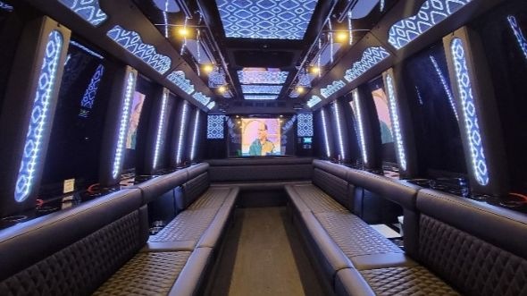 Interior of North Las Vegas Party Bus Company's 40 Passenger Party Bus in North Las Vegas